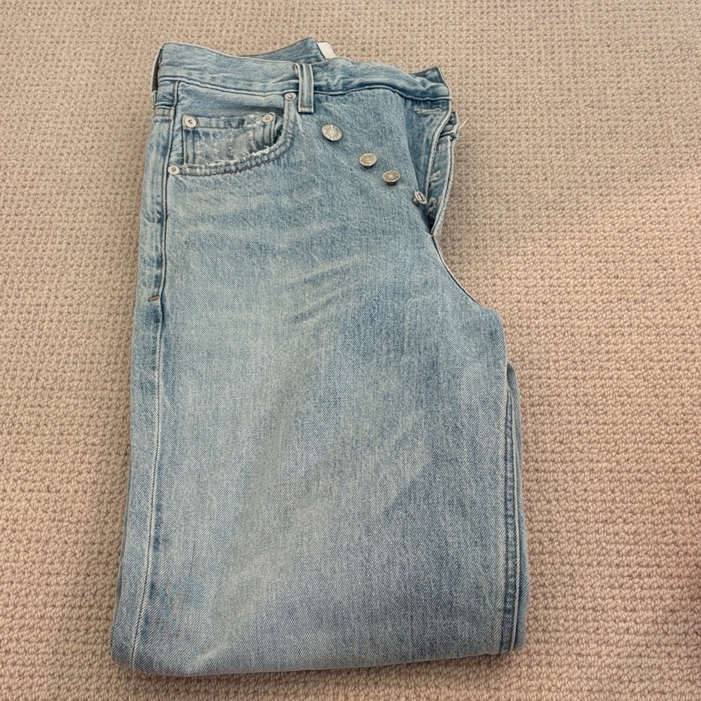 Agolde Light Blue Straight cross over Leg Jeans